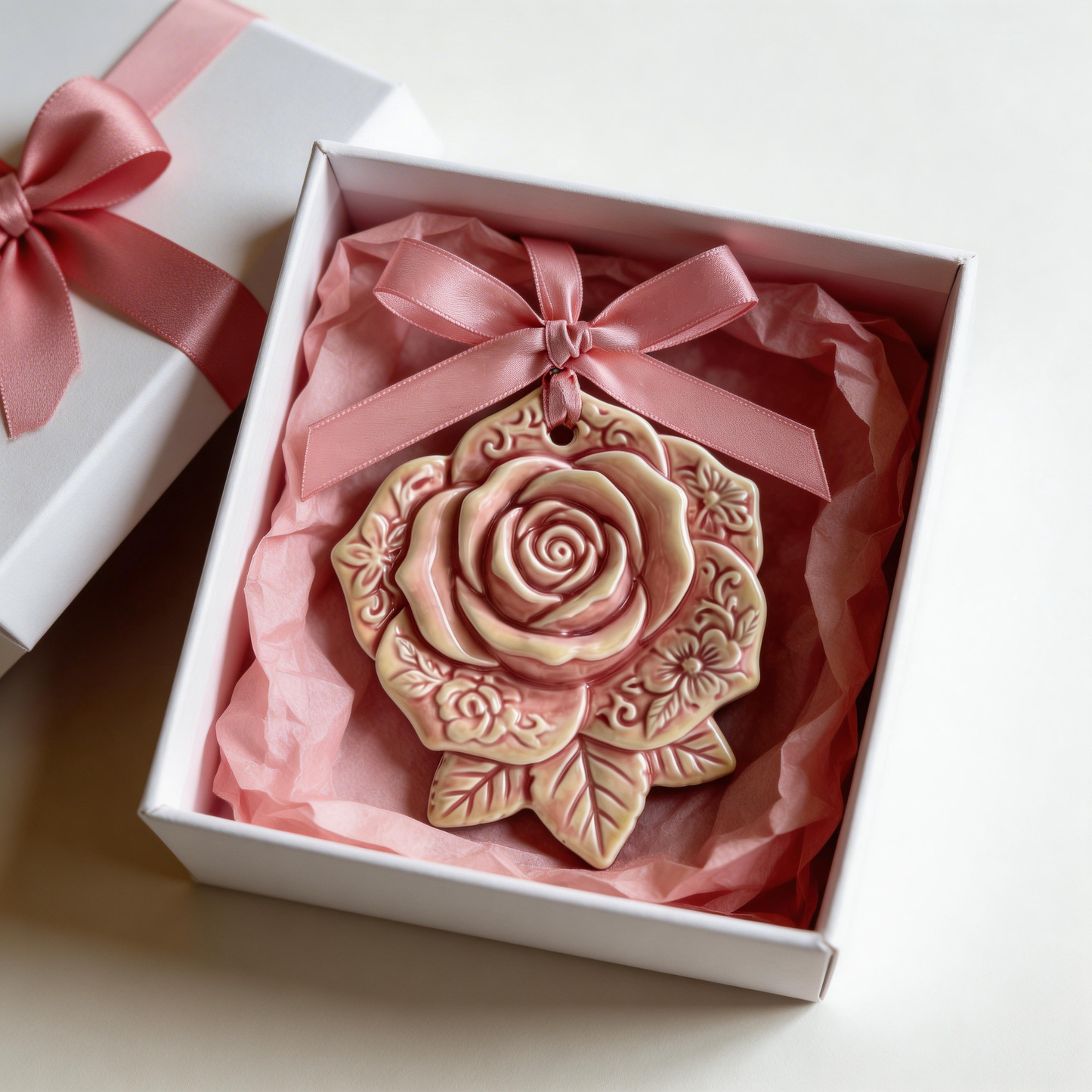 Romantic Gift | Ceramic Aroma Pendant | Vintage Rose Elegance