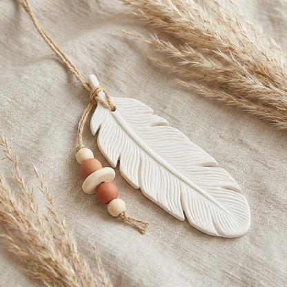 Rustic Style | Ceramic Aroma Pendant | Feather Soft Elegance