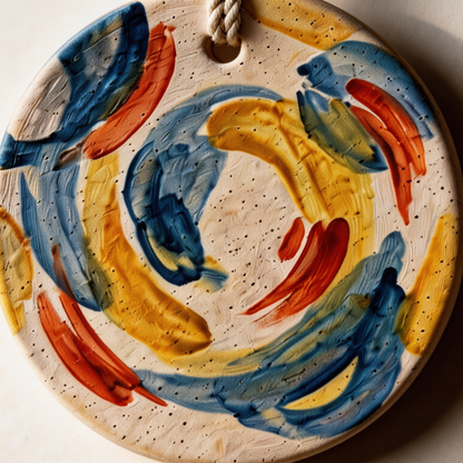 Artisan Favorite | Ceramic Aroma Pendant | Colorful Brush Elegance