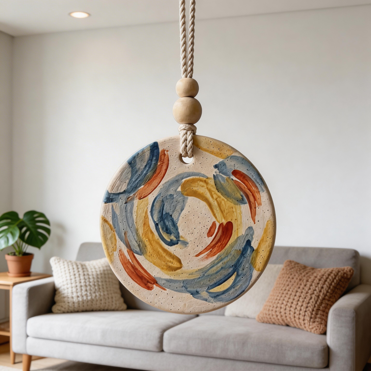 Artisan Favorite | Ceramic Aroma Pendant | Colorful Brush Elegance