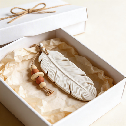 Rustic Style | Ceramic Aroma Pendant | Feather Soft Elegance