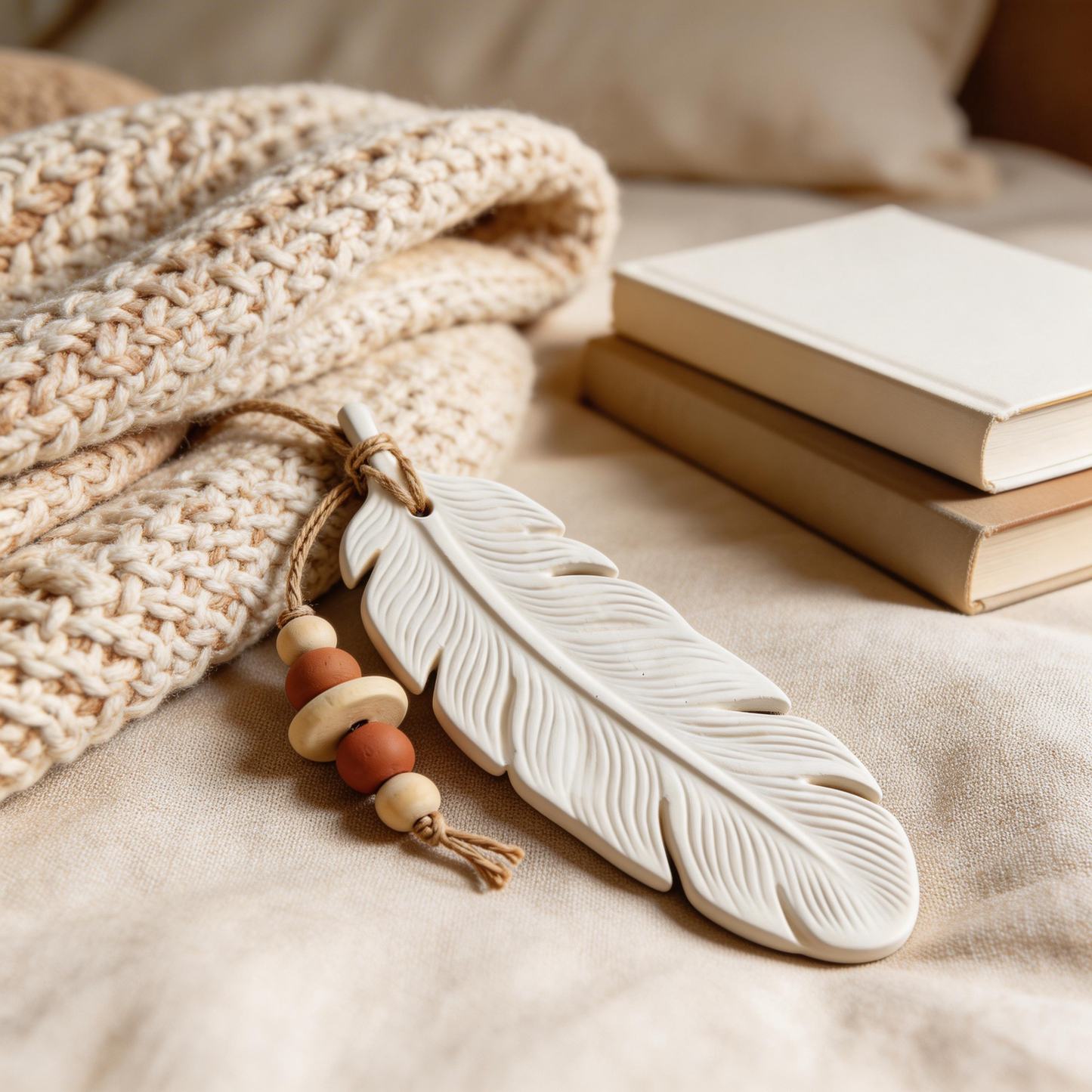 Rustic Style | Ceramic Aroma Pendant | Feather Soft Elegance