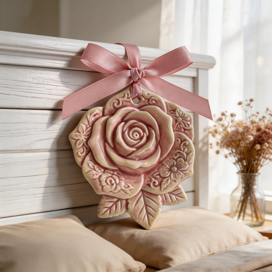 Romantic Gift | Ceramic Aroma Pendant | Vintage Rose Elegance