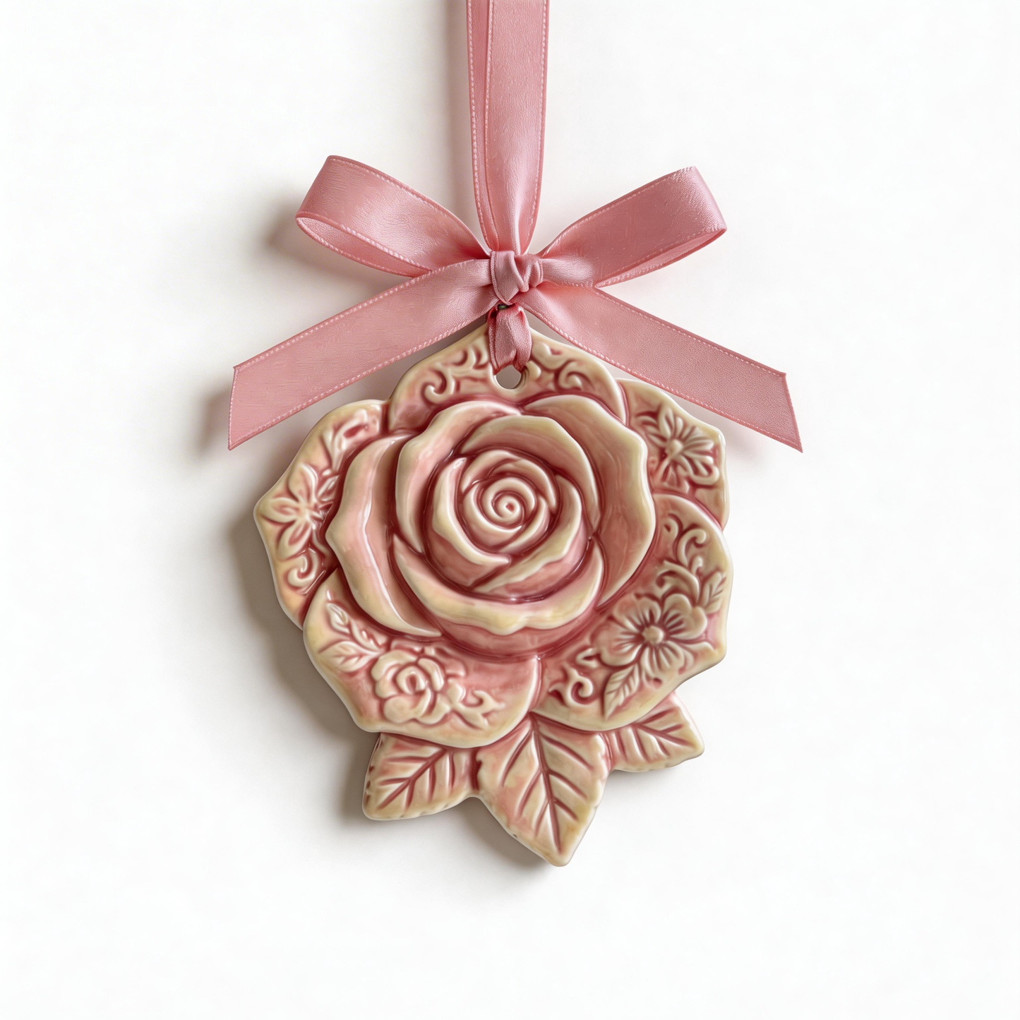 Romantic Gift | Ceramic Aroma Pendant | Vintage Rose Elegance