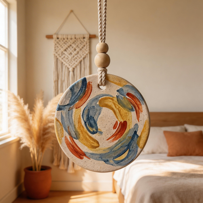 Artisan Favorite | Ceramic Aroma Pendant | Colorful Brush Elegance
