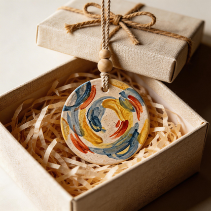 Artisan Favorite | Ceramic Aroma Pendant | Colorful Brush Elegance