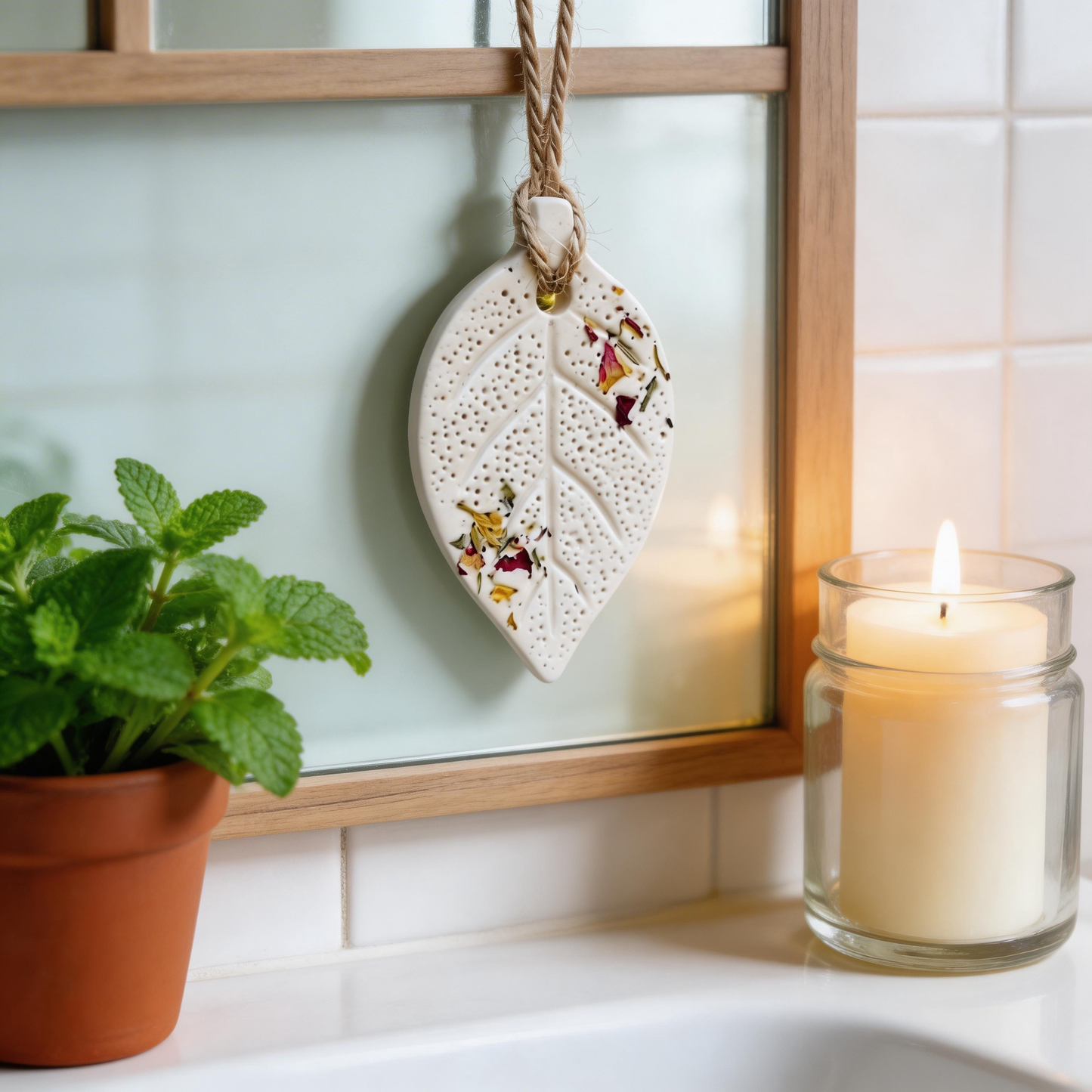 Rustic Decor | Ceramic Diffuser Pendant | Botanical Charm Accent