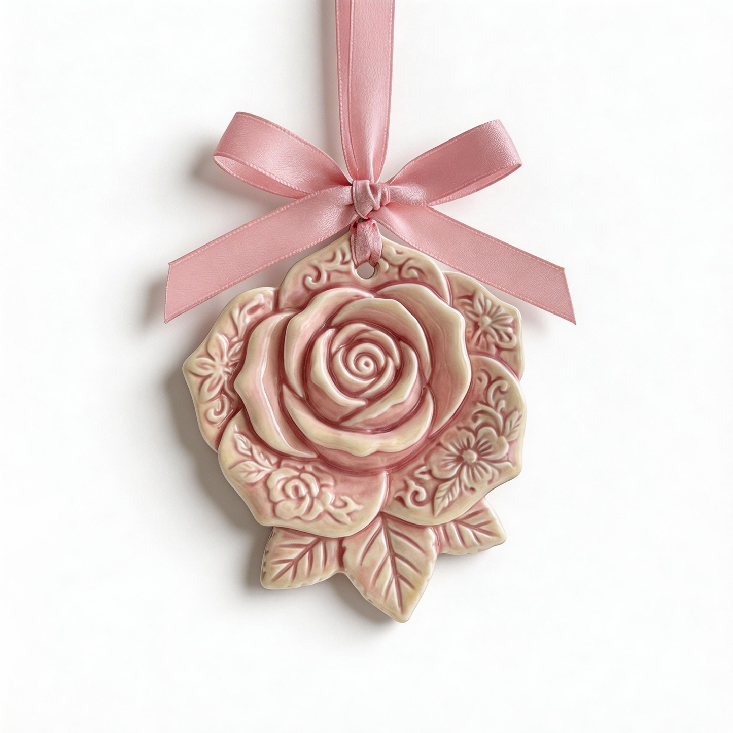 Romantic Gift | Ceramic Aroma Pendant | Vintage Rose Elegance