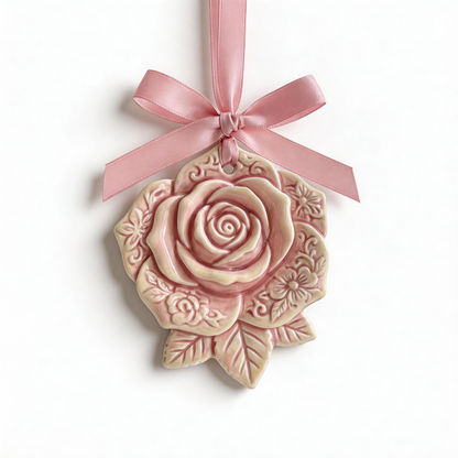 Romantic Gift | Ceramic Aroma Pendant | Vintage Rose Elegance