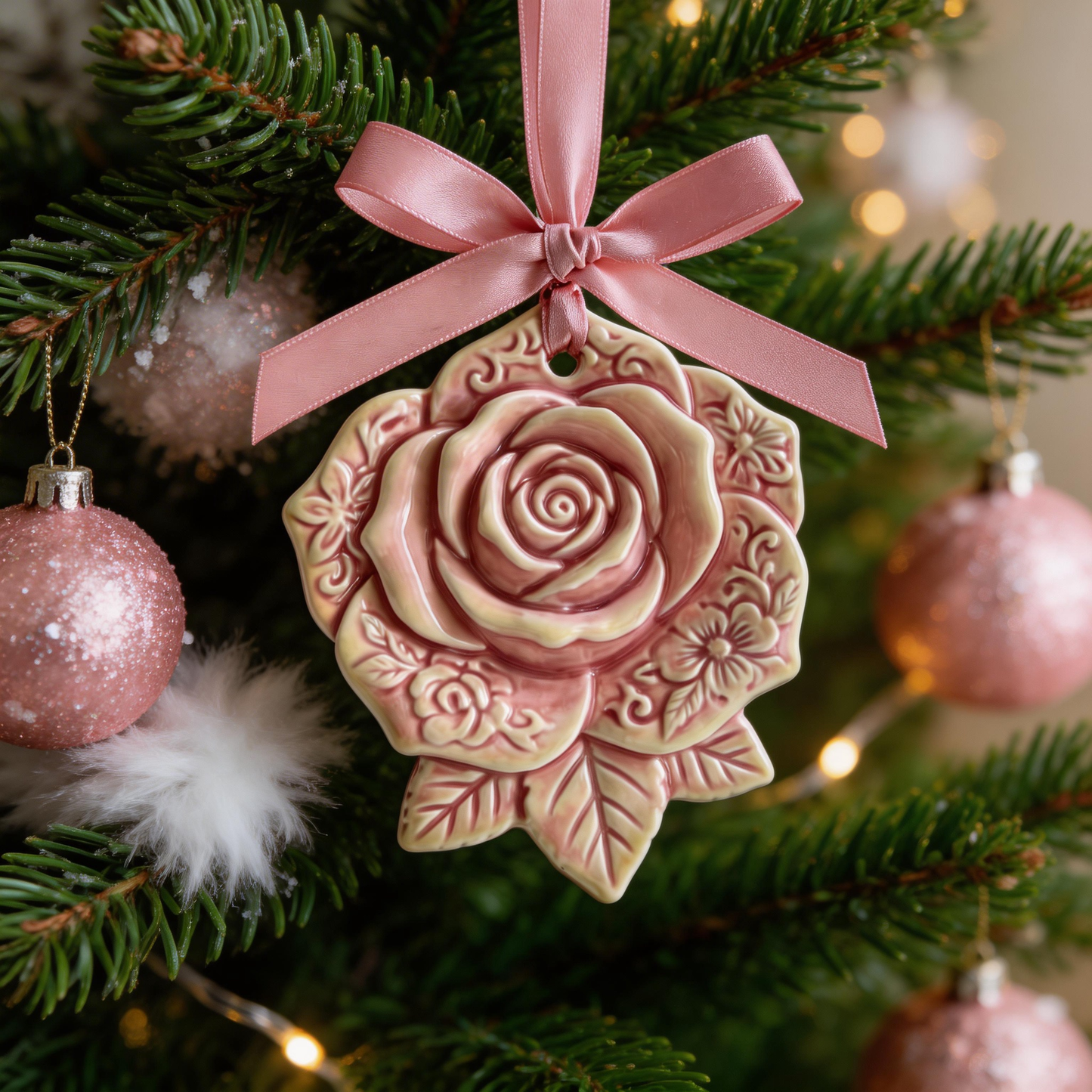 Romantic Gift | Ceramic Aroma Pendant | Vintage Rose Elegance