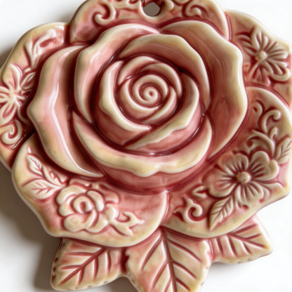 Romantic Gift | Ceramic Aroma Pendant | Vintage Rose Elegance