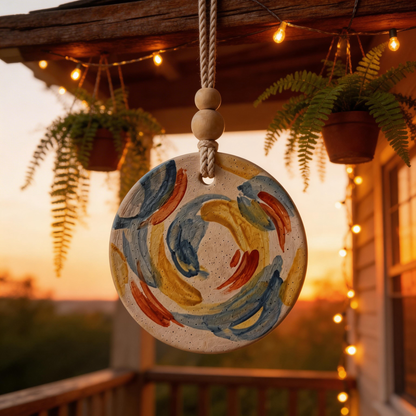 Artisan Favorite | Ceramic Aroma Pendant | Colorful Brush Elegance