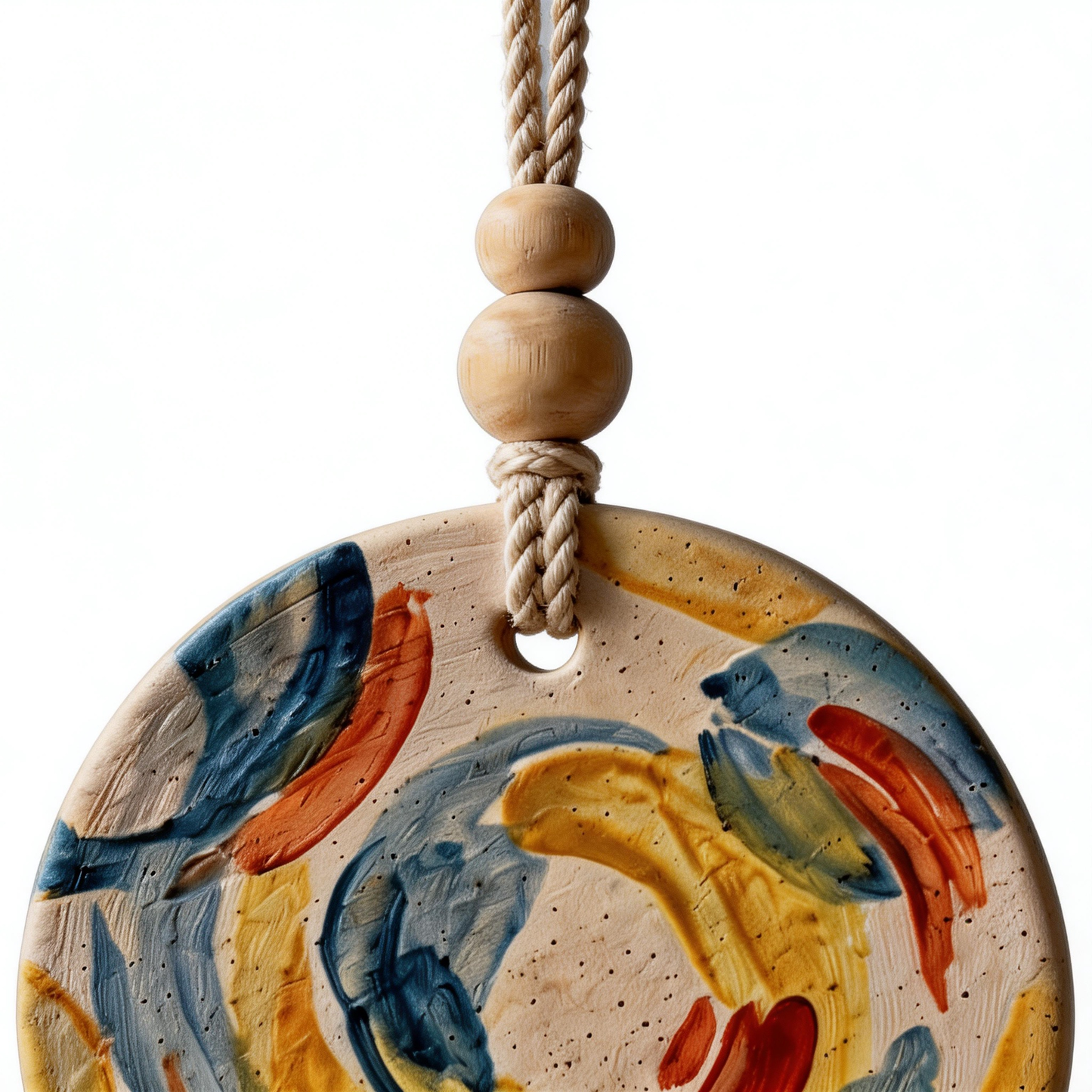 Artisan Favorite | Ceramic Aroma Pendant | Colorful Brush Elegance