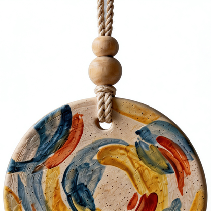 Artisan Favorite | Ceramic Aroma Pendant | Colorful Brush Elegance